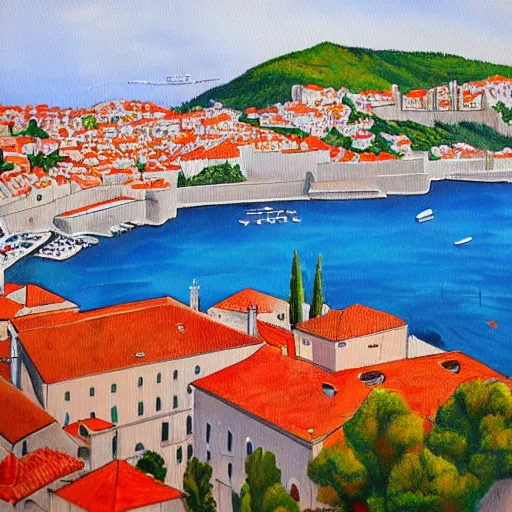 Image similar to a painting of dubrovnik by vojo stanic