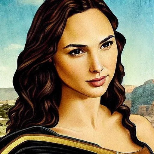 Prompt: Gal Gadot in the style of the monalisa