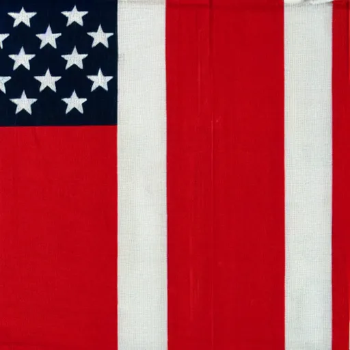 Image similar to a flag with alternating horizontal stripes of red and white. In the top left corner is a rectangular field of blue containing fifty white stars.