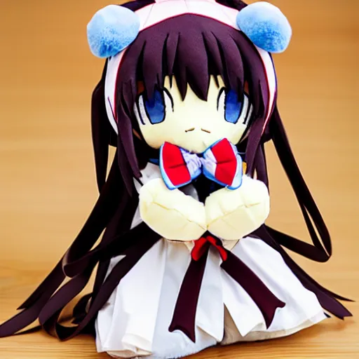 Prompt: cute fumo plush of haruhi suzumiya