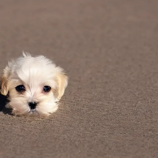 Image similar to maltese puppy dog, side view