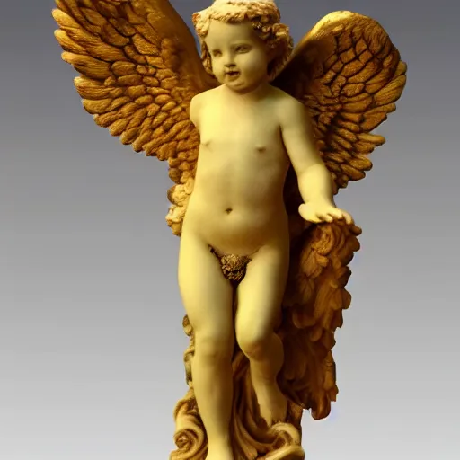 Prompt: marble angel statue with puffed cheeks breathing fire