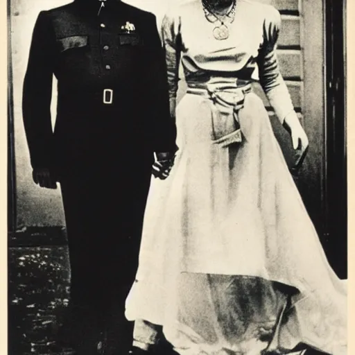 Image similar to poster for the film, stalin married hitler, photo in color, high quality photo