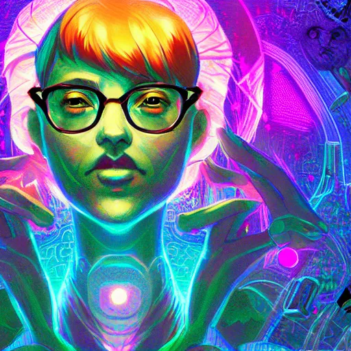 Image similar to skill magic geek inside matrix deepdream radiating a glowing aura stuff loot legends stylized digital illustration video game icon artstation lois van baarle, ilya kuvshinov, rossdraws,