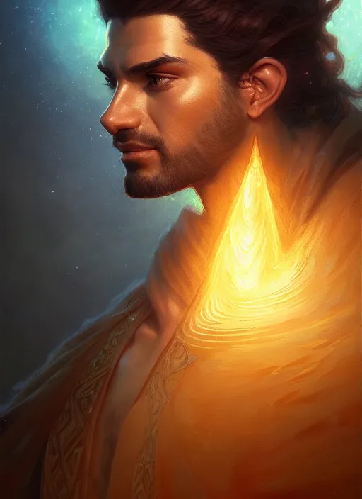 Prompt: portrait of a prince of egypt, digital art by artgerm and greg rutkowski, gaston bussiere, sakimi chan and android jones and karol bak, cinematic lighting, trending on artstation, volumetric dust, intricate, elegant