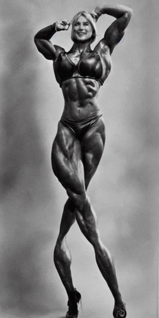 prompthunt: gigachad as woman, full body photo, Ernest Khalimov,  bodybuilder, black and white photograph