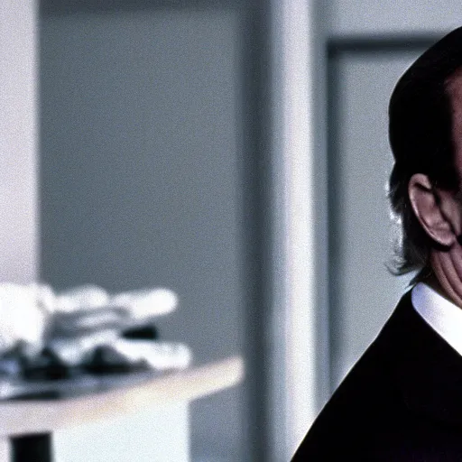 Prompt: François Bayrou in American Psycho (1999)