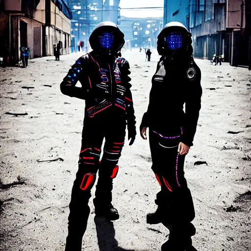 Image similar to street photo of sci-fi cyberpunk bikers, on the Moon, long shadows, in a Russian cyberpunk city called Neo Norilsk, pitch black sky with stunning bright stars, bright sun, high contrast, diverse outfits, lively, freaky, black sky full of stars, LEDs, holograms, blinding bright sun, sci-fi, cyberpunk outfits, photorealistic, grainy, 35mm, intricate, very very beautiful, elegant, smooth, cinematic, Unreal Engine 5, by Beeple