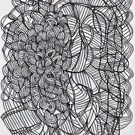 Image similar to award-winning large intricate lineart abstract flowers art painting