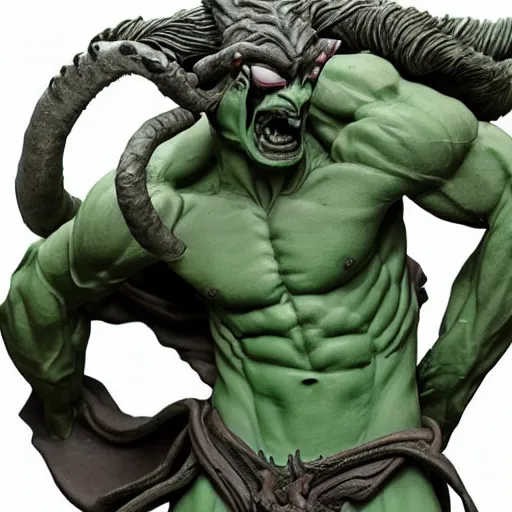 Image similar to a dramatic scene of a blind Illidan statue in texture clay by Bernini