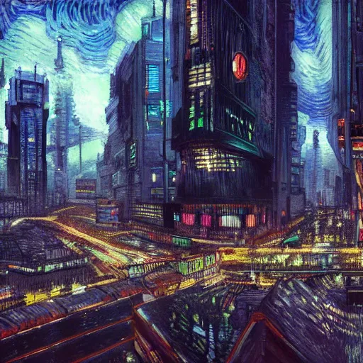 Prompt: cyberpunk city designed by Van Gogh,photorealistic,artstation,highly details