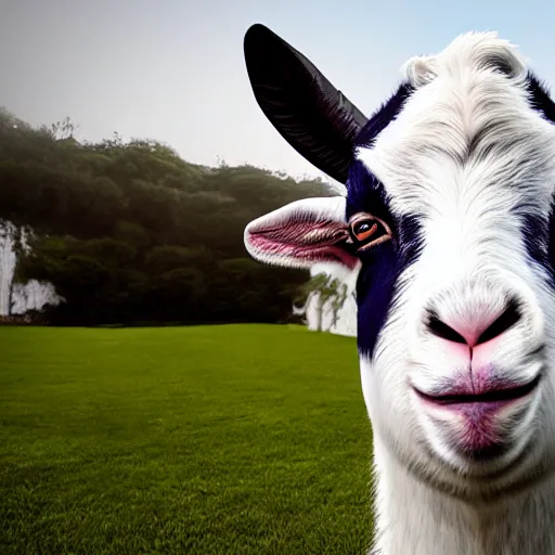 Image similar to andy milonakis as a goat, 4 k, photorealistc, high details