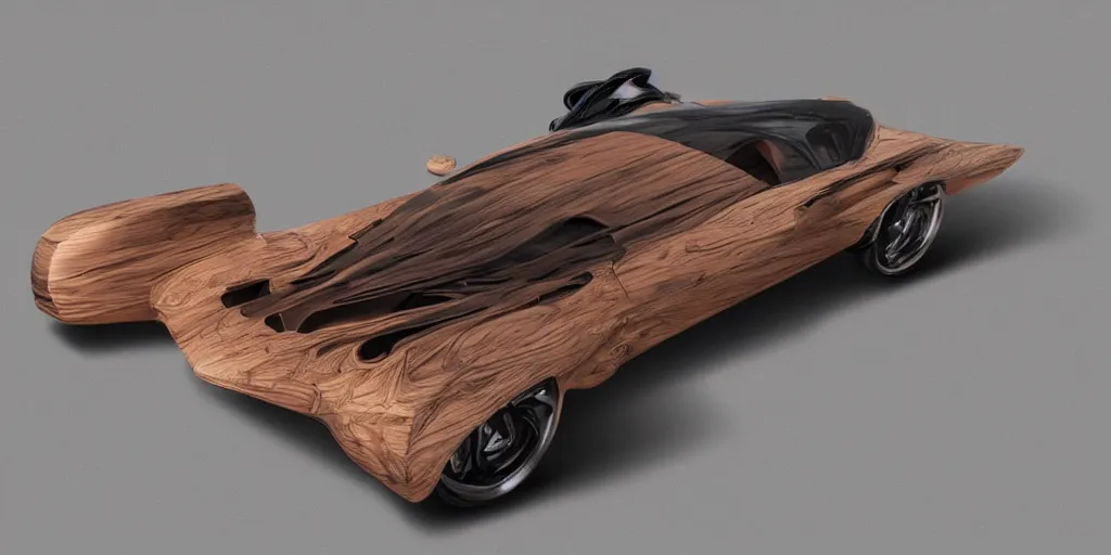 Prompt: wooden car design, design sheet, Moebius, Greg Rutkowski, Zabrocki, Karlkka, Jayison Devadas, Phuoc Quan, trending on Artstation, 8K, ultra wide angle, zenith view, pincushion lens effect.