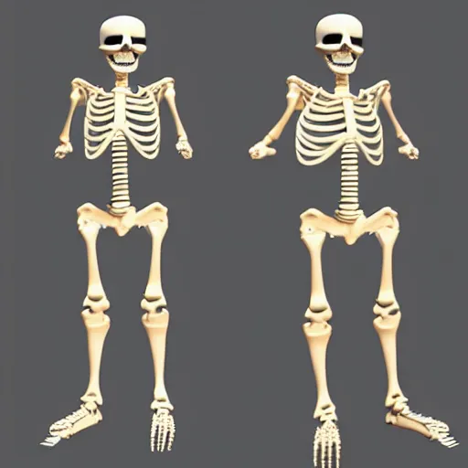 Prompt: 3 d model of dancing skeleton cha - cha. phong shader.
