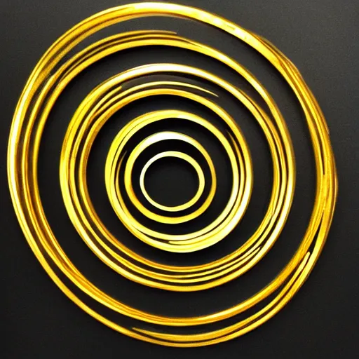 Prompt: 5 concentric arcs made out of gold arranged in a spiral