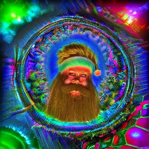 Image similar to ! dream a dream of a deepdream false illusion of santa going to the sky forge sky insanity ethereality dreamscape maximalist trippy psychedelic googledeepdream