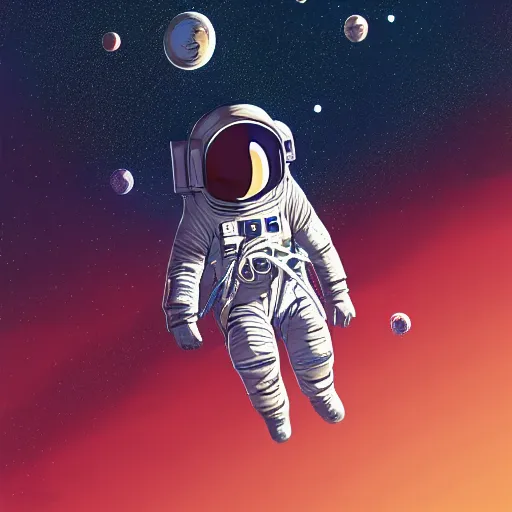 Image similar to very detailed and pop astronaut in space by inio asano, beeple and james jean, aya takano color style, 4 k, super detailed, night sky, digital art, digital painting, celestial, majestic, colorful