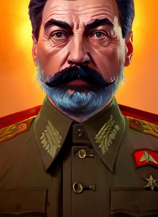 Image similar to highly detailed portrait joseph stalin in gta v, stephen bliss, unreal engine, fantasy art by greg rutkowski, loish, rhads, ferdinand knab, makoto shinkai and lois van baarle, ilya kuvshinov, rossdraws, tom bagshaw, global illumination, radiant light, detailed and intricate environment