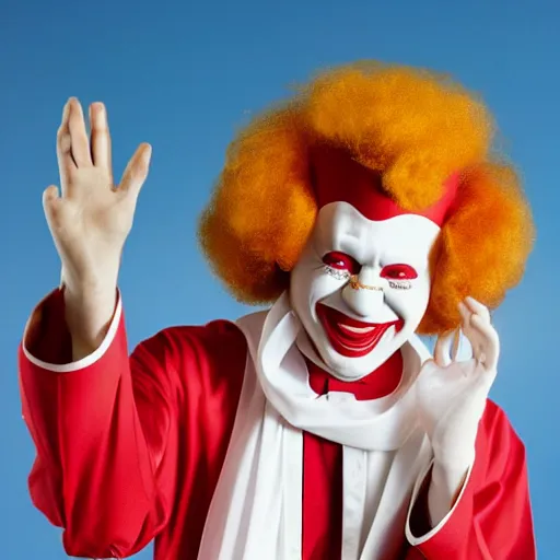 Image similar to Ronald mcdonald wearing a thobe