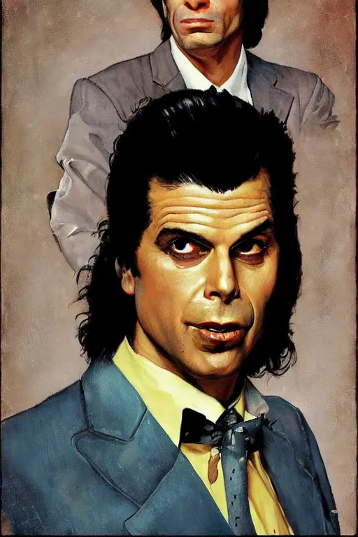 Image similar to Vincent Vega from Pulp Fiction painted by Norman Rockwell