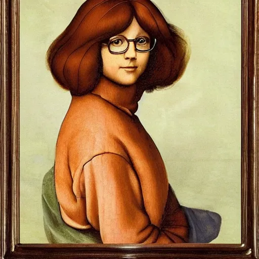 Image similar to Velma Dinkley painted by Leonardo da Vinci