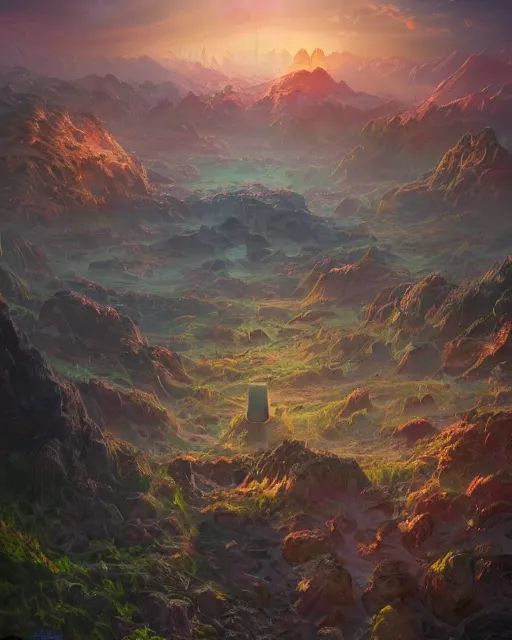 Prompt: poster of onkel tuka, beautiful landscape, highly detailed, machine planet, alien utopia, glass obelisks, ufo in the sky, full of color, advanced technology, cinematic lighting, sharp focus, artstation, intricate, masterpiece, art by maria panfilova and dylan kowalski and huifeng huang