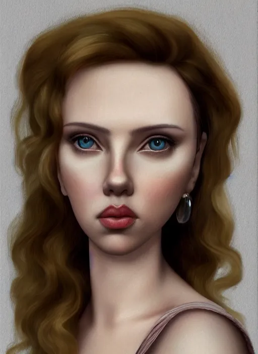 Image similar to scarlett johansson as a mark ryden doll, detailed digital art, trending on Artstation