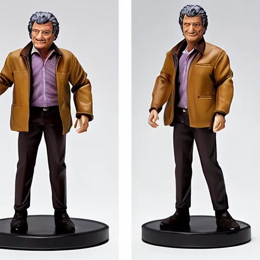 Prompt: peter falk wearing brown jacket anime figurine, goodsmile, product photography