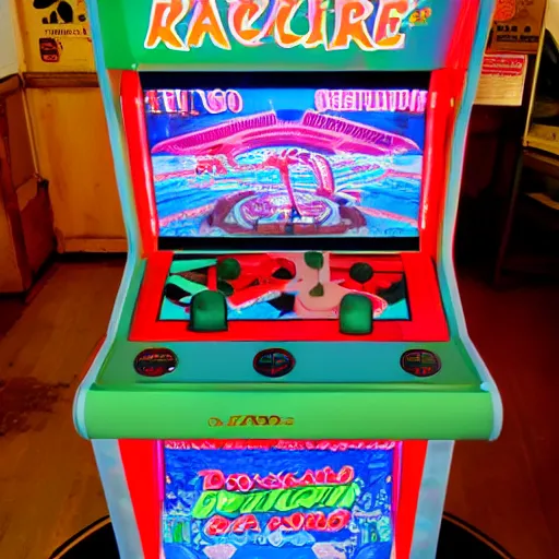 Image similar to arcade cabinet filled with spaghetti