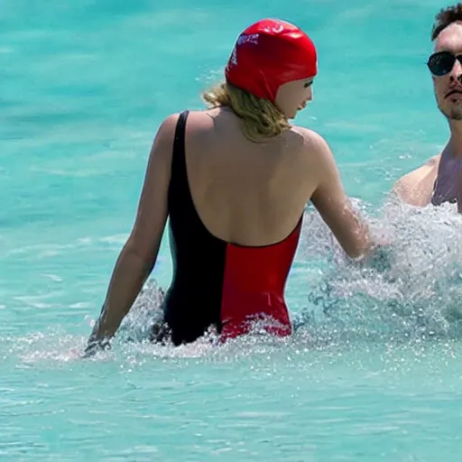 Image similar to taylor swift swim with elon musk