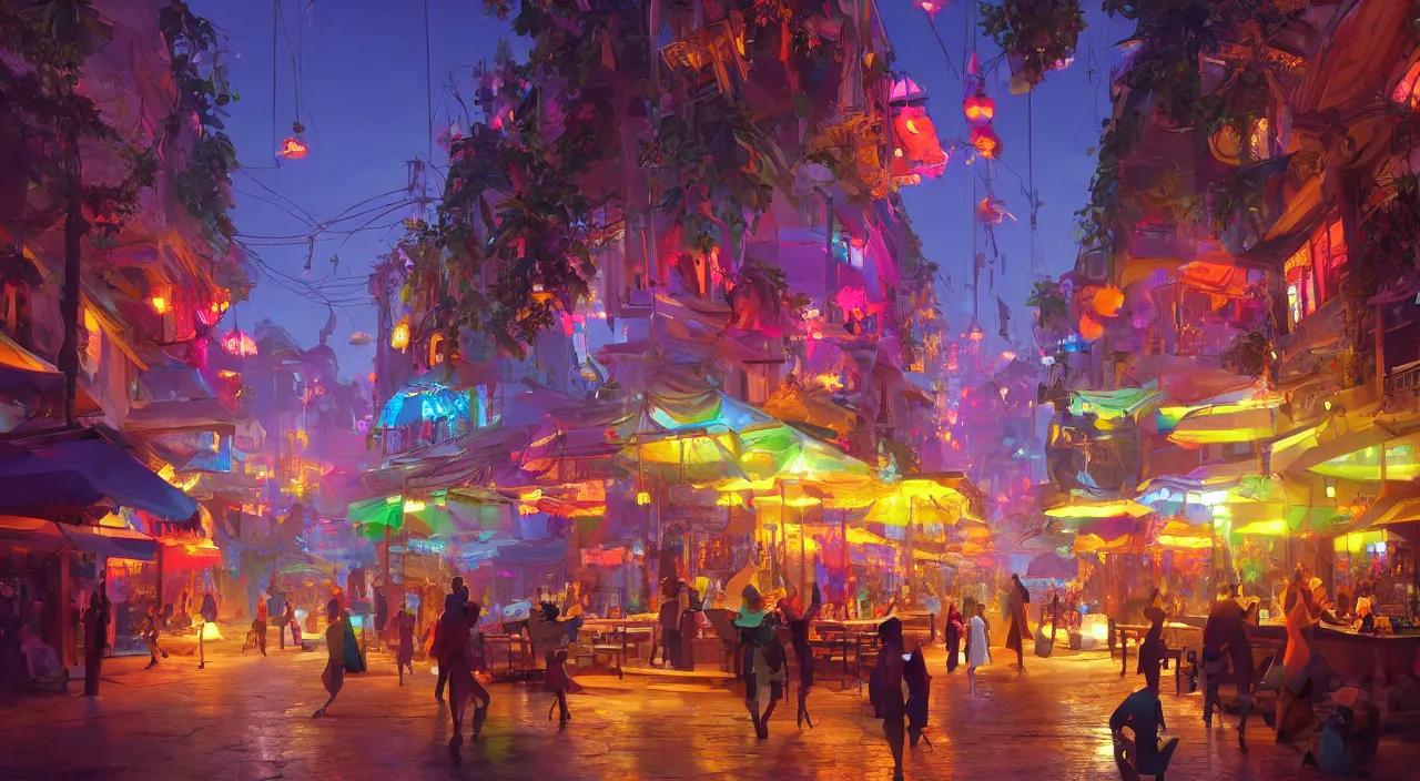 Image similar to bazaar zouk oriantal multicolorful sky shine place mosquet painting stylized digital video game icon global illumination ray tracing 8 k hd resolution, by ilya kuvshinov and cushart krentz and gilleard james