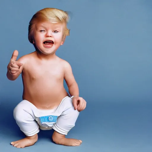 Image similar to young Donald trump wearing a diaper, high resolution film still, 8k, HDR color, film by Simon Langton and David Frankel,