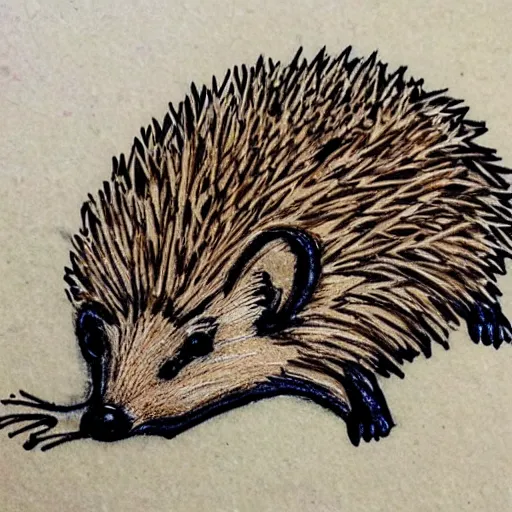 Prompt: hedgehog Pyrography