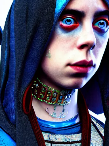 Image similar to Billie Eilish as the empress of tomorrow, ultra realistic, Artstation, 8K resolution, 3D HDR, epic design