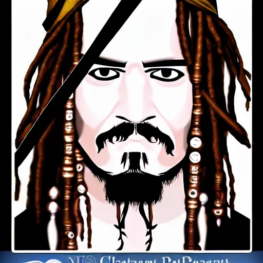 Prompt: portrait of captain jack sparrow, clear clean face, symmetrical face, ilya kushinov style