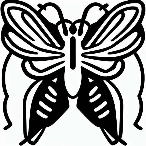 Prompt: bee icon image, black and white, bold lines artistic
