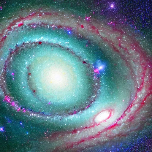 Image similar to two spiraling galaxys colliding in deep space, 8k, highly detailed, epic, cinematic,