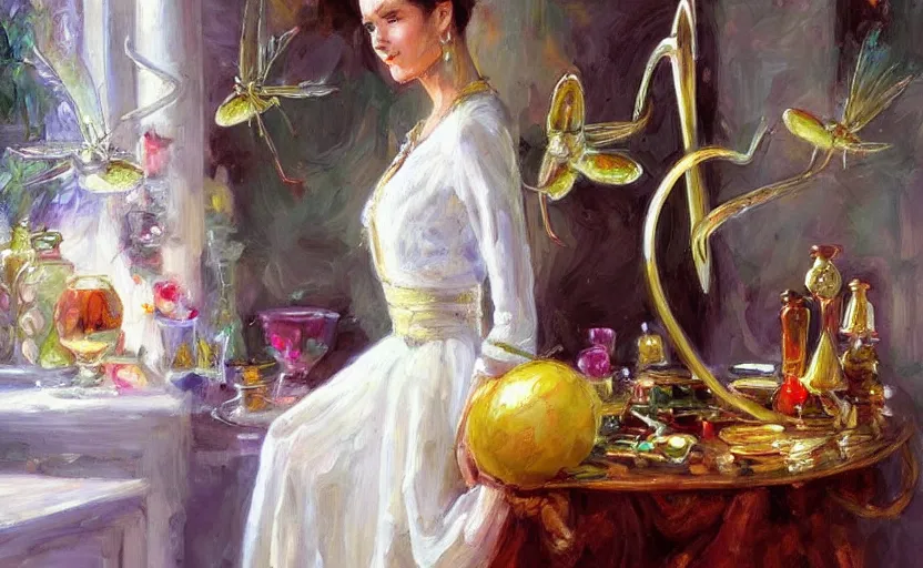 Image similar to Alchemy mantis. By Konstantin Razumov, highly detailded