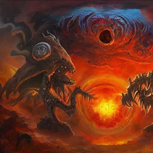 Prompt: detailed wide shot of pokemon battle elden ring doom eternal intricate, hyper detailed, realistic, oil painting, by julie bell, frank frazetta, cinematic lighting