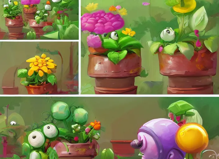 Image similar to concept art of cute candy plants for plants vs zombies game oil painting by Jama Jurabaev, extremely detailed, brush hard, artstation, for AAA game, high quality