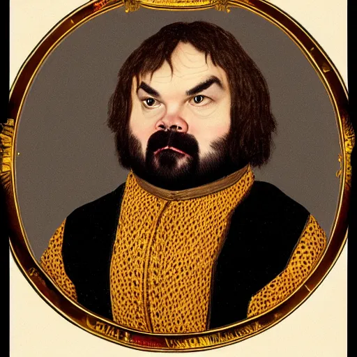 Prompt: Jack Black in the style of Jan van Eyck