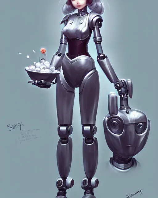 Image similar to character concept art of a robot maid | | cute - fine - face, pretty face, realistic shaded perfect face, fine details by stanley artgerm lau, wlop, rossdraws, james jean, andrei riabovitchev, marc simonetti, and sakimichan, trending on artstation