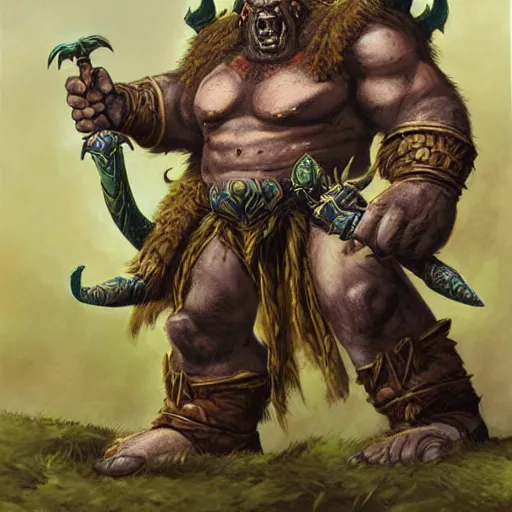 Prompt: An Warcraft Orc, artwork by Alex Horley