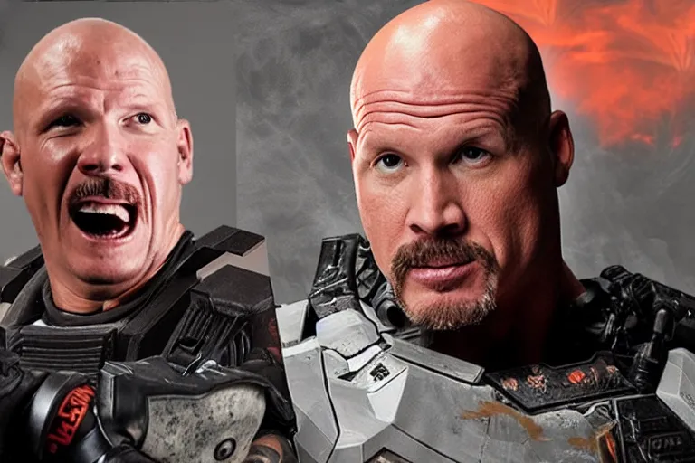 Prompt: Stone Cold Steve Austin as doom guy