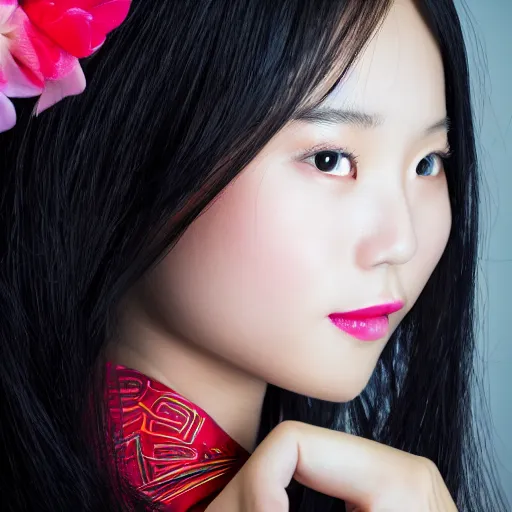 Prompt: close photo of chinese young woman, colors, sharpen, 4k, 85mm, award winning, realistic, professional light, detailed