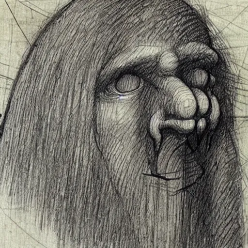 Image similar to leonardo da vinci sketch of a strange creature