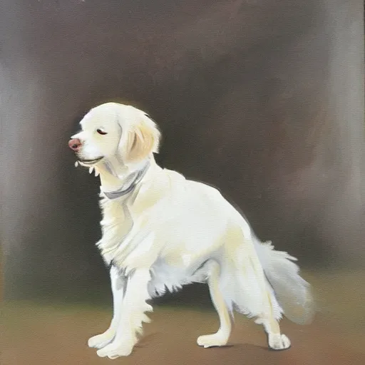 Prompt: eighteen month old painting of a white golden retriever