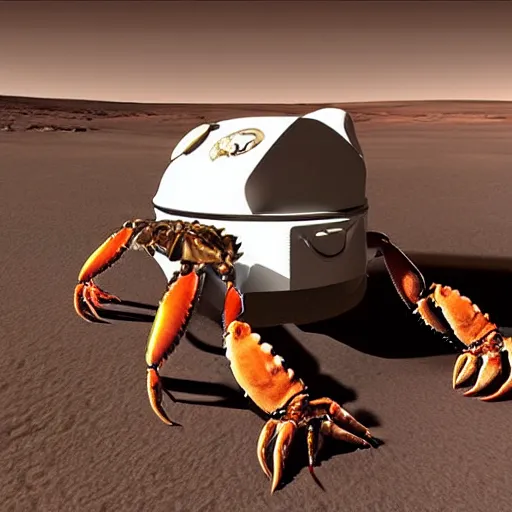 Image similar to “Elon musk eating crabs from a large bucket, on Mars”