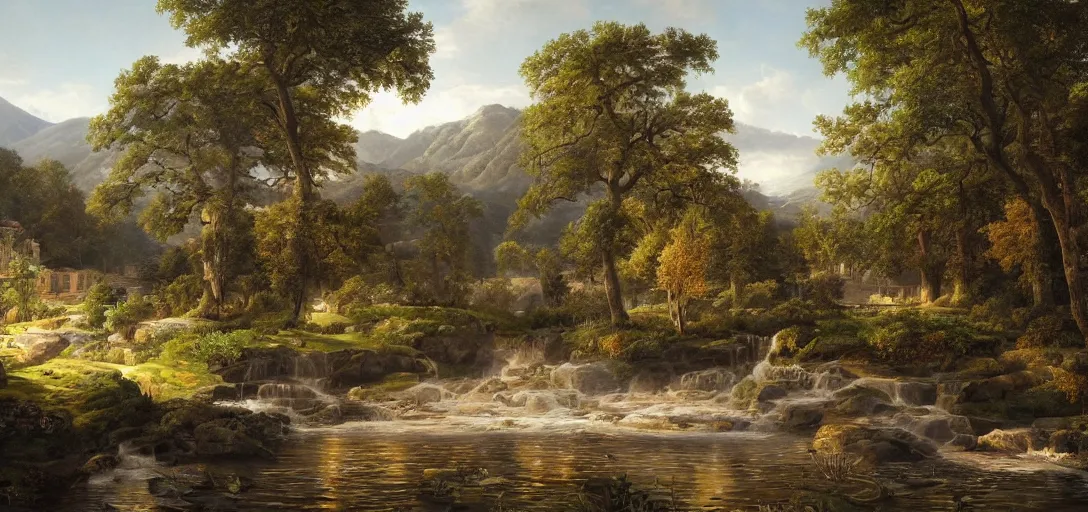 Image similar to beautiful Arcadia, sunny, photorealistic, masterpiece, award winning landscape photo, hyperdetailed