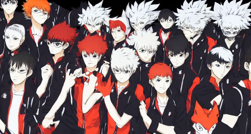 Image similar to Haikyuu wearing mirrors-edge style clothes and a kitsune mask.